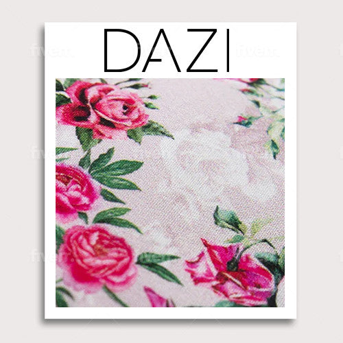 Rose Garden Fabric Swatch Sample. 3" x 4" fabric sample on cardstock. Light blush pink background with small pink roses and green leaves.