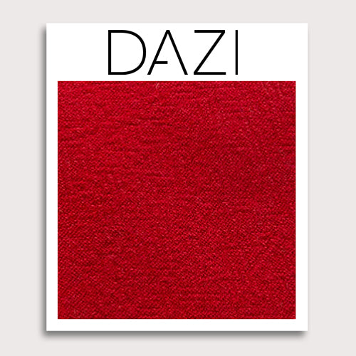 DAZI Scarlet Fabric Swatch Sample. 3" x 4" fabric sample on cardstock.