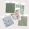Fabric Swatch Bundle with Sage, Quicksand Roses, Hidden Garden, Light Sage and Scorpion Grass.