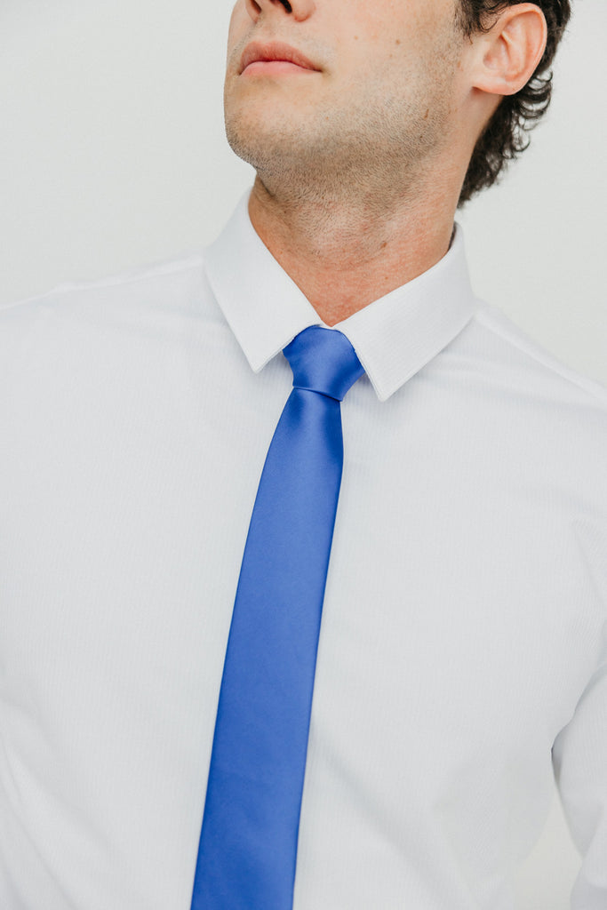 Solid Steel Blue Satin Tie