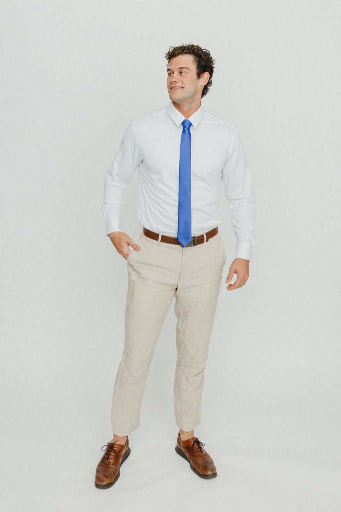 Solid Steel Blue Satin Tie