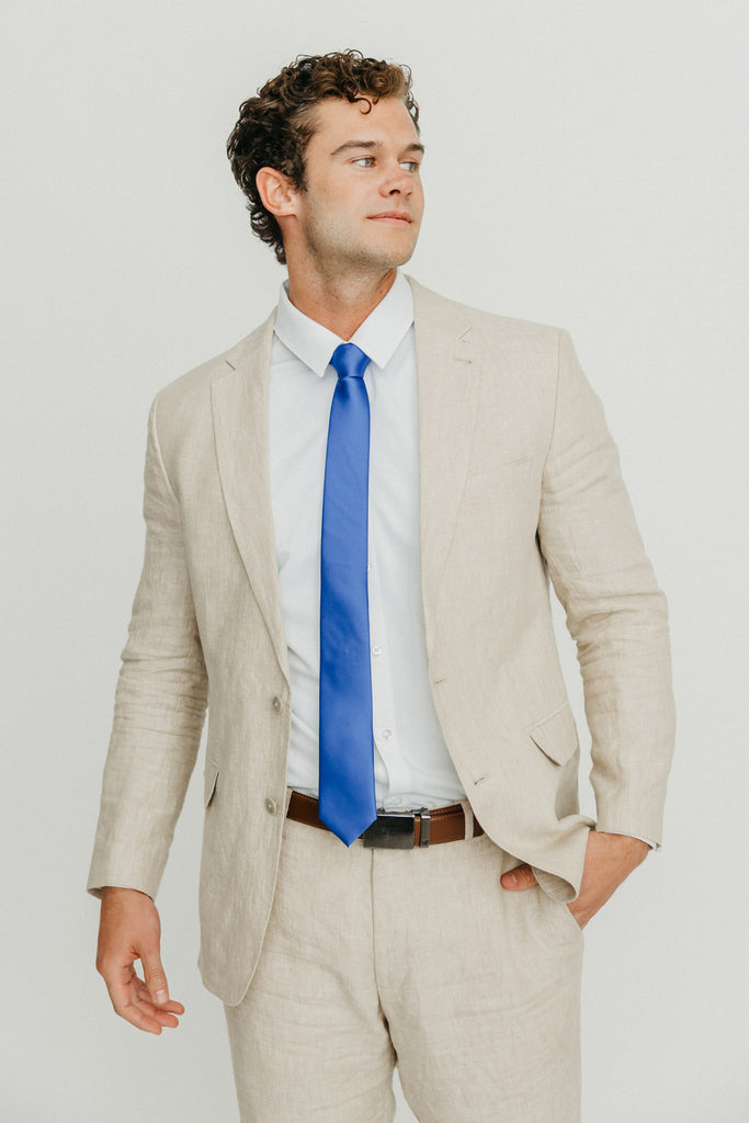 Solid Steel Blue Satin Tie