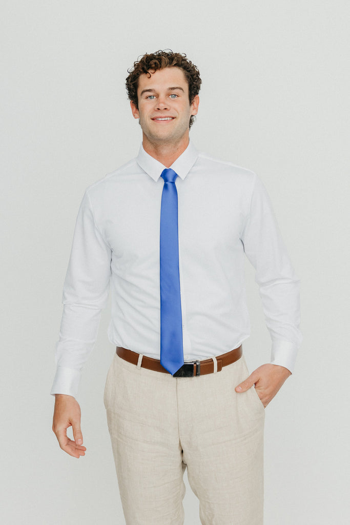 Solid Steel Blue Satin Tie