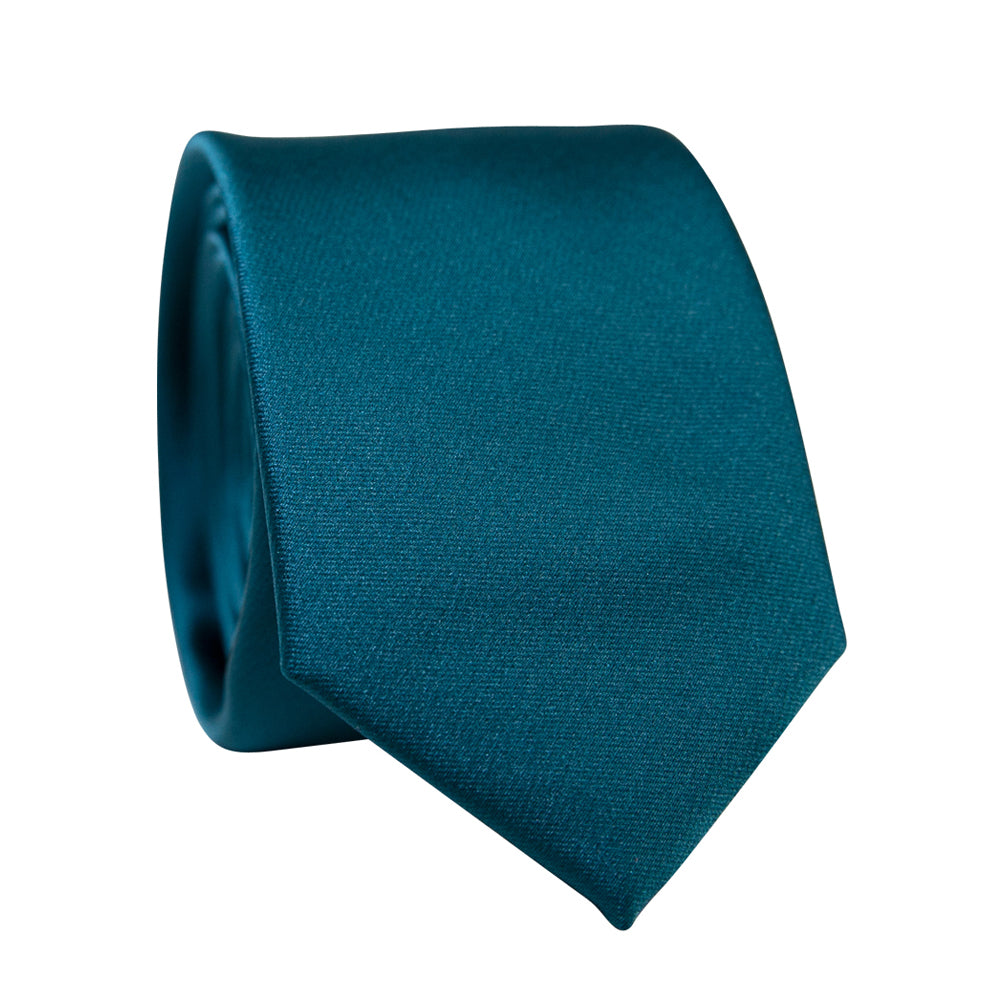 DAZI Teal Solid Polyester Satin Tie