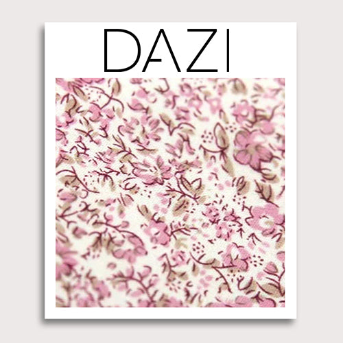 Ventura Fabric Swatch Sample. 3" x 4" fabric sample on cardstock. Off-white background with small blush pink and light brown flowers and leaves.