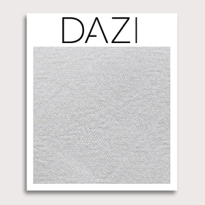 DAZI White Fabric Swatch Sample. 3" x 4" fabric sample on cardstock.