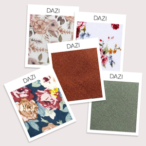 Fabric Swatch Bundle with Sage, Rust, White Floral, Quicksand Roses and Mardi. 