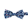 Atlanta Pre-Tied Bow Tie. Navy background with small dusty blue, white, and blush pink flowers.