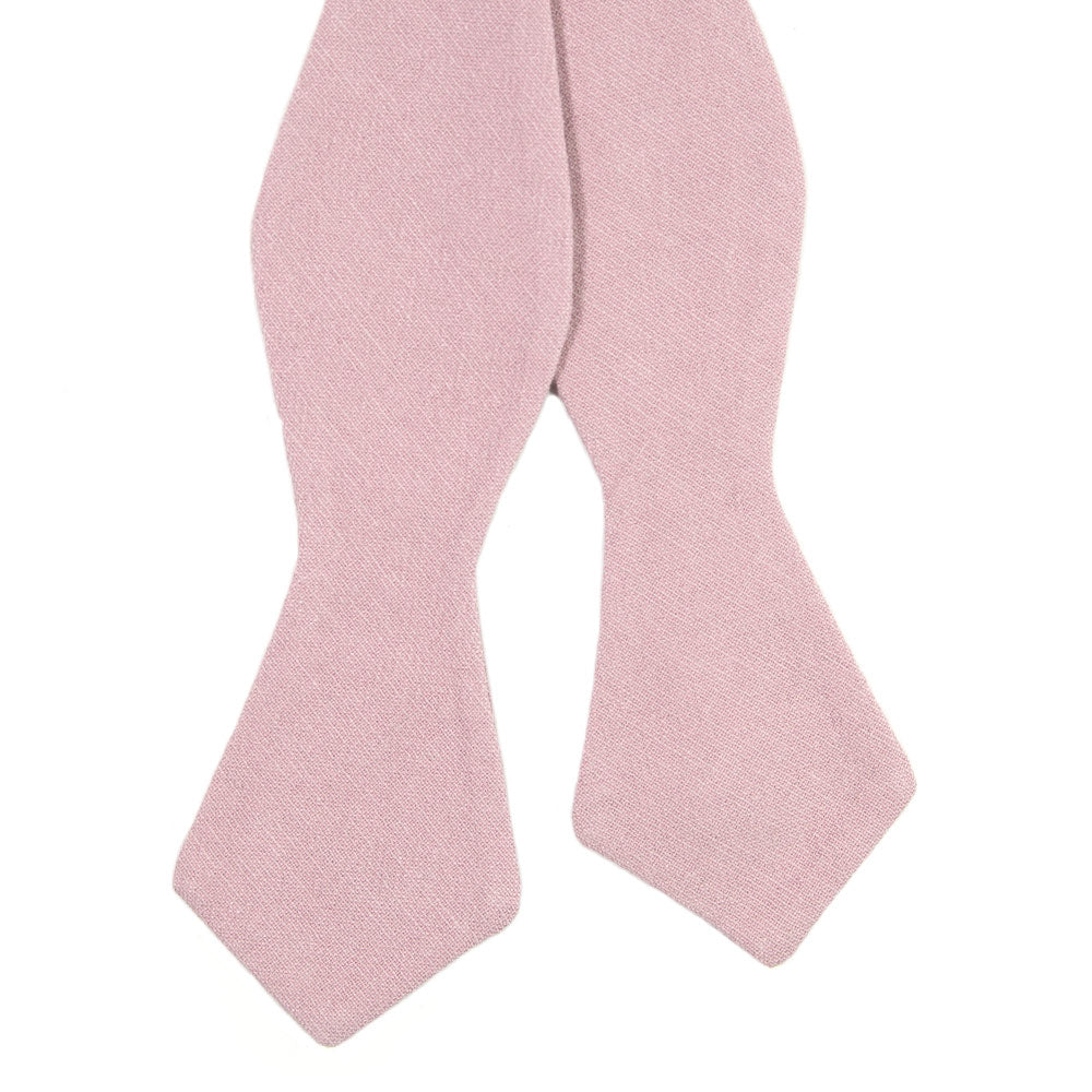 Blush Self Tie Bow Tie. Solid blush pink textured fabric.