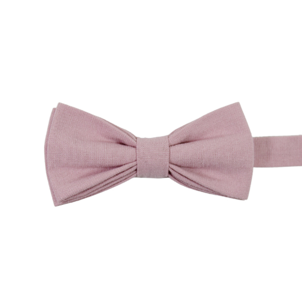 Blush Pre-Tied Bow Tie. Solid blush pink textured fabric.
