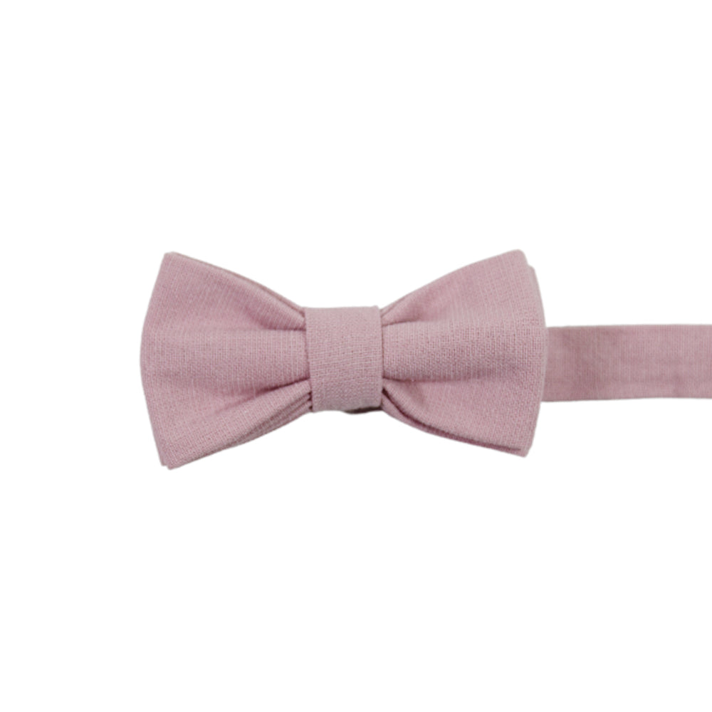 Blush Pre-Tied Bow Tie. Solid blush pink textured fabric.