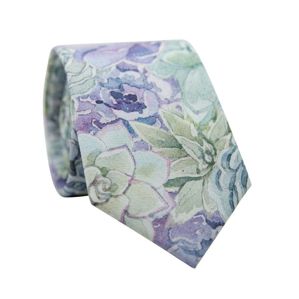 succulent necktie Crested Sunburst Necktie For Men | Succulent Print / Floral