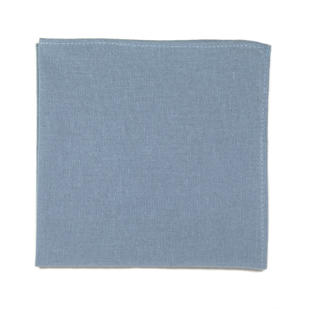 Dusty Pocket Square. Solid light blue textured fabric.