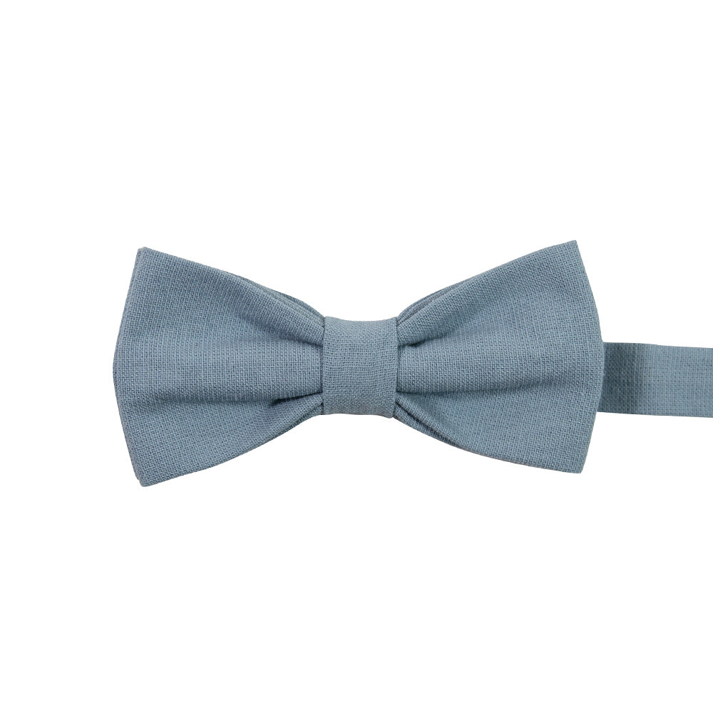 Dusty Pre-Tied Bow Tie. Solid light blue textured fabric.