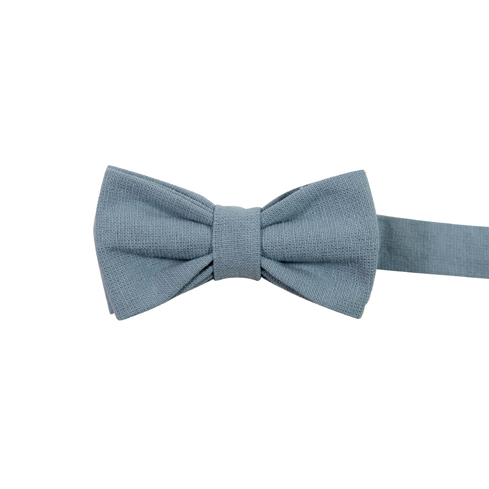 Dusty Pre-Tied Bow Tie. Solid light blue textured fabric.