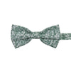 Feelin Lucky Floral Pre-Tied Bow Tie. Entire tie is covered with medium sized white and mint green flowers.
