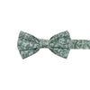 Feelin Lucky Floral Pre-Tied Bow Tie. Entire tie is covered with medium sized white and mint green flowers.