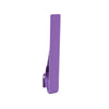 Solid lavender metal tie bar standing on one end.