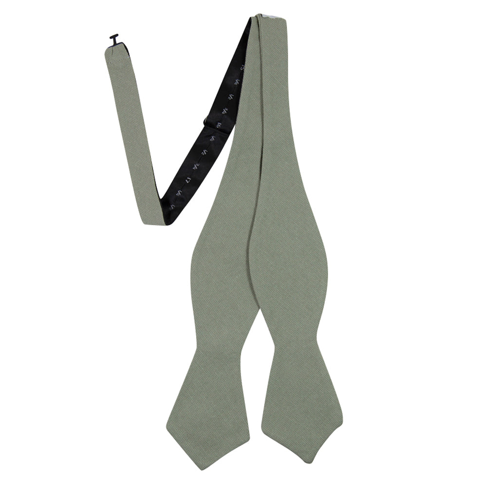 Light Sage Self Tie Bow Tie. Solid light sage green textured fabric.