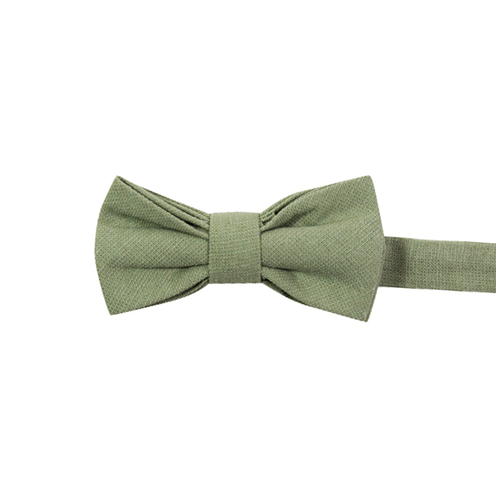 Light Sage Pre-Tied Bow Tie. Solid light sage green textured fabric.