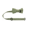 Light Sage Pre-Tied Bow Tie with adjustable neck strap. Solid light sage green textured fabric.