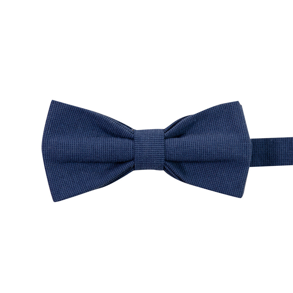 Navy Pre-Tied Bow Tie. Textured solid navy blue fabric.