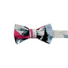 Picasso Pre-Tied Bow Tie. Pink, red, black, white and green abstract pattern.