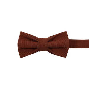 Rust Pre-Tied Bow Tie. Solid burnt red/orange textured fabric.