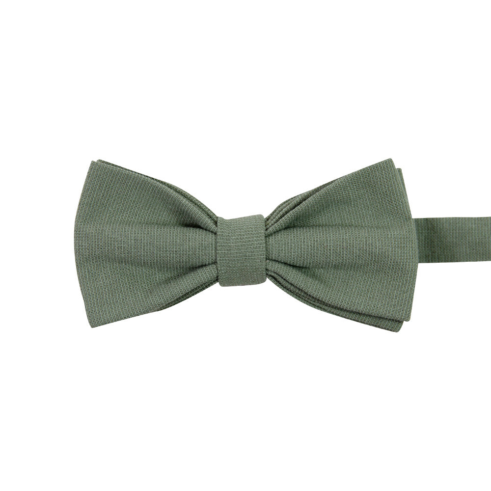 Sage Pre-Tied Bow Tie. Solid sage green textured fabric.