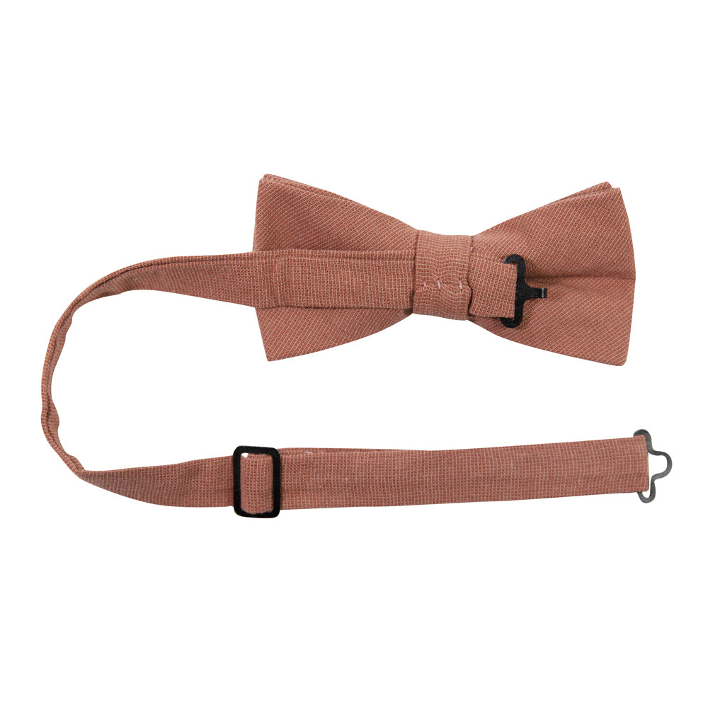 Sedona Pre-Tied Bow Tie with adjustable neck strap. Solid light faded red textured fabric.