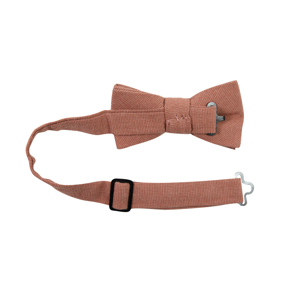 Sedona Pre-Tied Bow Tie with adjustable neck strap. Solid light faded red textured fabric.