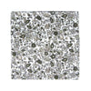 Silhouette Pocket Square. White background with gray, black and light tan flowers and leaves.