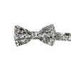 Silhouette Pre-Tied Bow Tie. White background with gray, black and light tan flowers and leaves.