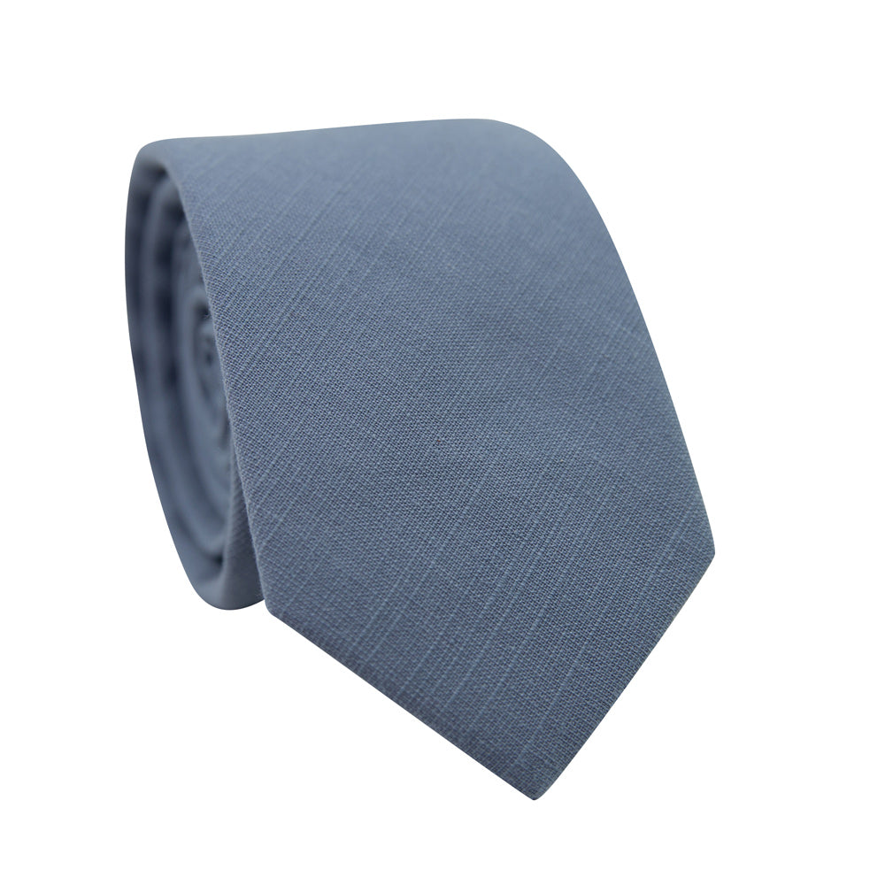 Steel Skinny Tie. Solid blue textured fabric.