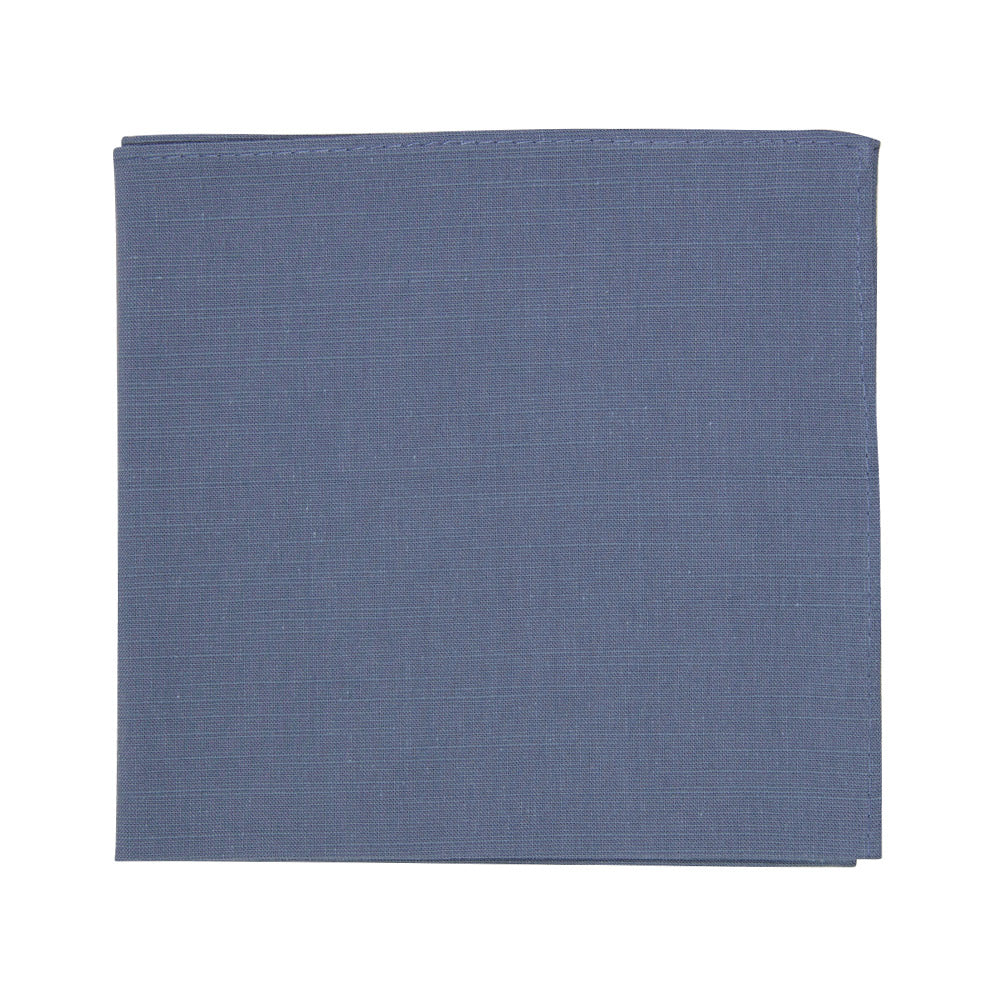 Steel Pocket Square. Solid blue textured fabric.