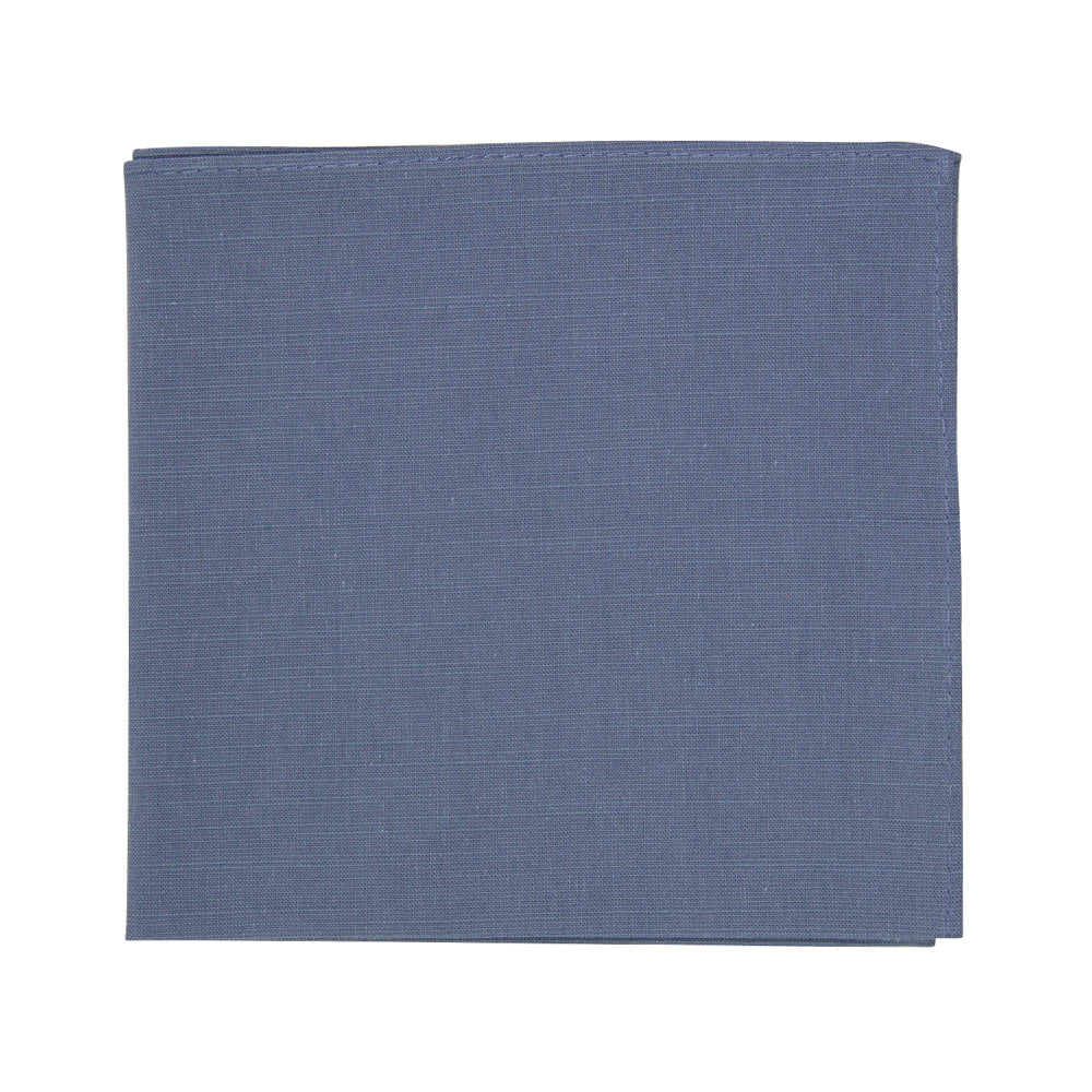 Steel Pocket Square. Solid blue textured fabric.