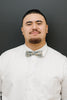 Sunny Meadow pre-tied bow tie worn with a white shirt.
