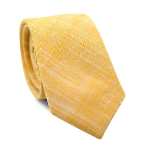 Sunset Skinny Tie. Solid yellow textured fabric with hints of white thread showing through.