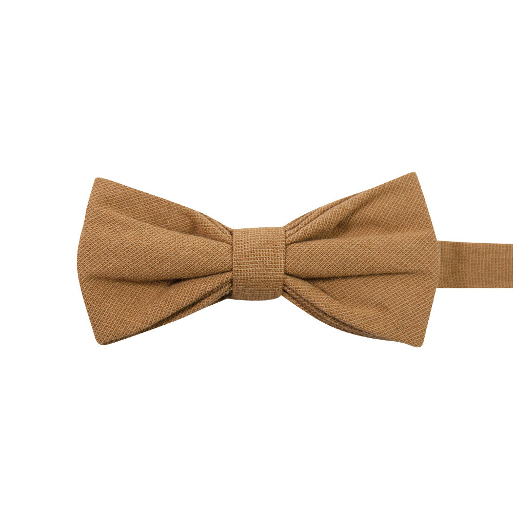Timber Pre-Tied Bow Tie. Solid brown/orange textured fabric.