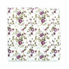 Sweetly Picked Pocket Square. White background with light and dark purple small flowers, brown vines.